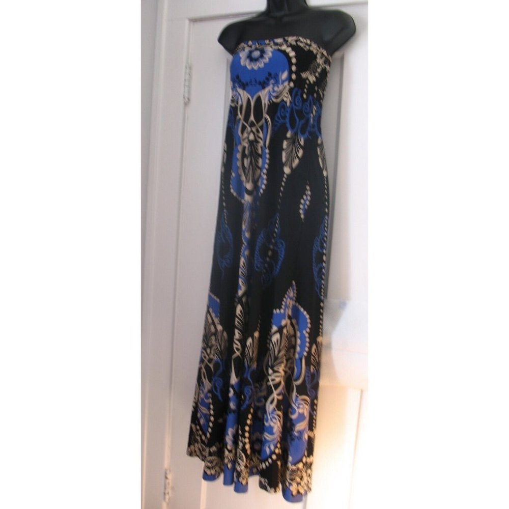 Arden B vintage Floral print dress, Blue/Black/Tan, size Small - Picture 4 of 6
